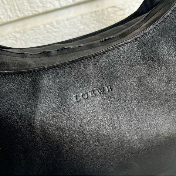 LOEWE Black Y2K Vintage Slouchy Tote Shoulder Bag Grunge - Picture 10 of 16